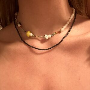 Hand beaded necklace 🖤💜